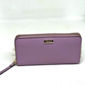 KATE SPADE NEW YORK Lavender Continental Zip Saffiano Leather Wallet